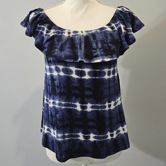 CLOUD CHASER blue TIE-DYE off shoulder TOP spandex RAYON - Picture 1 of 10